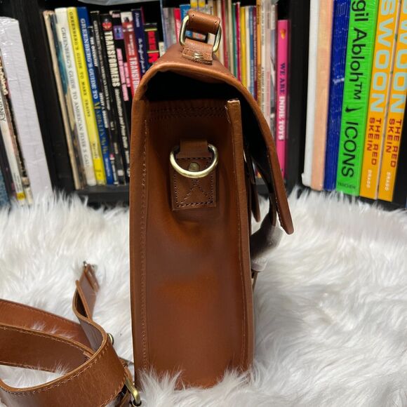 AARON LEATHER GOODS BRIEFCASE BROWN BAG - Picture 6 of 10